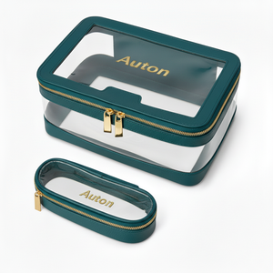 Sac de <span class=keywords><strong>maquillage</strong></span> de voyage imperméable en PVC transparent avec fermeture éclair et poignée souple, logo personnalisé, étui cosmétique de <span class=keywords><strong>luxe</strong></span>, fabricant OEM ODM - Product Image 4