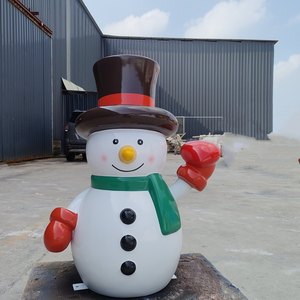 รูปปั้นหุ่นมนุษย์หิมะทำจากเรซินไฟเบอร์กลาสขนาดใหญ่สำหรับตกแต่งเทศกาลคริสต์มาสกลางแจ้งเชิงพาณิชย์ - Product Image 3