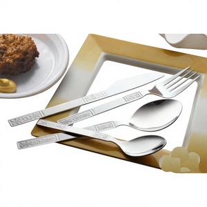 Juego de cubiertos y cubiertos de diseño grabado personalizado de acero inoxidable de alta calidad decorativo para restaurantes y hoteles de DI - Product Image 1