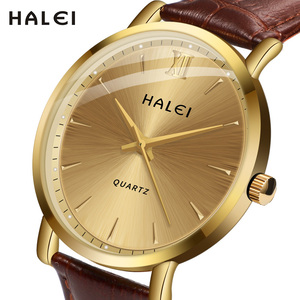 Envío Directo HALEI Nuevo Reloj de Cuarzo Original para Hombre, Resistente al Agua 3BAR, Correa de Cuero, Pantalla con Indicadores, Movimiento Japonés, Venta al Por Mayor - Product Image 2