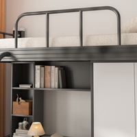 Lit mezzanine pour l'école avec bureaux et bibliothèque lits superposés pour dortoirs peu encombrants lit métallique multifonctionnel avec placard de rangement