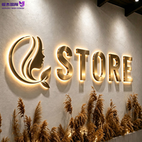 Lettres d'entreprise lumineuses en métal sur mesure, enseigne rétroéclairée par LED en acier inoxydable, logo de marque personnalisable pour salon, boutique