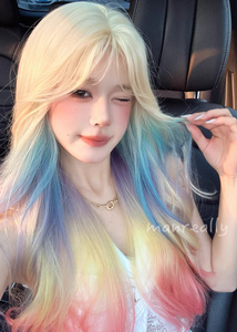 <span class=keywords><strong>Cheveux</strong></span> artificiels ondulés avec <span class=keywords><strong>dégradé</strong></span> arc-en-ciel et <span class=keywords><strong>cheveux</strong></span> longs bouclés, doux et naturels. - Product Image 3