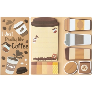 Set di Mini Blocchetti Adesivi Carini 'Adoro Davvero il Caffè', 42 Fogli, Pagine per Appunti, Blocco Note per Regalo all'Insegnante - Product Image 1