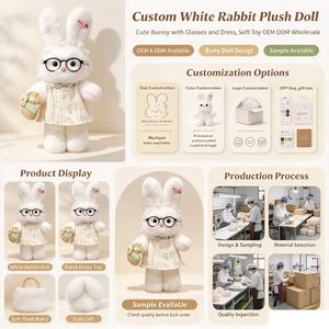 Peluche Coniglio Bianco Stile Lolita Kawaii, Giocattolo Carino Imbottito per Collezione, Vendita Calda - Product Image 3