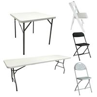 Table à manger extérieure moderne en plastique pliable pour hôtel, 10 places