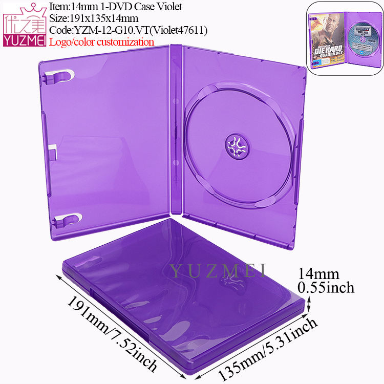Boîtier 1-DVD 14 mm G10A - Violet Transparent
