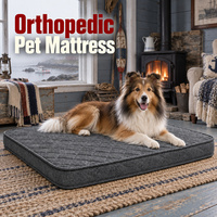 Orthopädische Hundematratze mit grauer gesteppter Oberfläche und umrandeter Kante für Bestellungen mit individuellem Logo und Verpackung