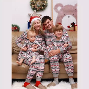 Custom Print Sublimação Xmas Inverno Quente Calças Macias Pijamas De Algodão Em Branco Set Combinando Pijamas De Natal para A Família - Product Image 1