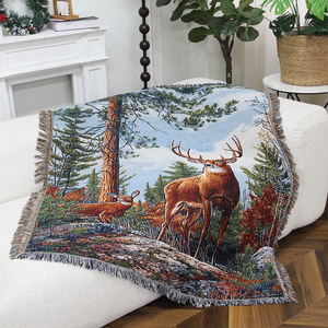 Jacquard permadani tenun empat musim Portabel personalisasi kustom Sofa piknik berkemah selimut lempar - Product Image 2