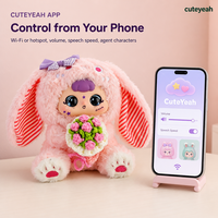 Peluche interactive intelligente Aimmy, lapin kawaii, jouet en peluche doux, lapin aux longues oreilles, poupée, bouquet de fleurs au crochet, chat vocal IA, Montessori