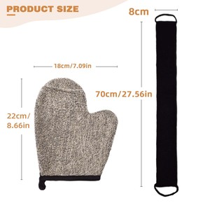 Ensemble <span class=keywords><strong>de</strong></span> nettoyage corporel en ramie avec logo personnalisé, éponge <span class=keywords><strong>de</strong></span> douche, kit exfoliant pour éliminer les peaux mortes, comprenant des gants et une sangle - Product Image 6