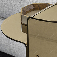 Table basse d'angle moderne de luxe italienne SPARKLE en acier inoxydable réglable avec couleur personnalisée pour salon