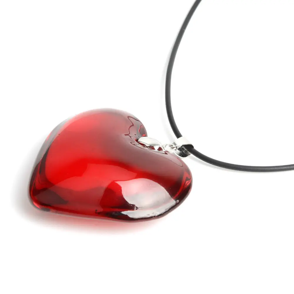 35mm Love Heart Glass Crystal Bead Lover Girl Gift Red Pendant Necklaces necklace women collier femme lancuszki Choker bijoux