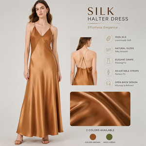 <b>Silk</b> Camisole <b>Dress</b> Cowl Neck Sleeveless Mulberry <b>Silk</b> <b>Dress</b> Custom Logo Premium Soft Breathable Elegant Women's <b>Summer</b> Gown - Product Image 1