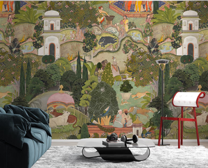 Jaipur Garden <strong>Wallpaper</strong> Mural Handmade Custom Indian Floral <strong>Peel</strong> <strong>and</strong> <strong>Stick</strong> <strong>Wallpaper</strong> - Product Image 2