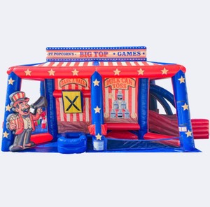 <span class=keywords><strong>บ้าน</strong></span>เกมส์เป่าลมขนาดใหญ่รูปทรงละครสัตว์, เกมส์บิ๊กท็อปของพีที ป๊อปคอร์น, ศูนย์เกมส์งานรื่นเริงเป่าลม 6-in-1 สีแดง ขาว น้ำเงิน - Product Image 2