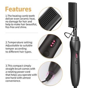 Peigne chauffant lisseur de <span class=keywords><strong>cheveux</strong></span>, peigne chauffant <span class=keywords><strong>pour</strong></span> perruques, <span class=keywords><strong>cheveux</strong></span> <span class=keywords><strong>afro</strong></span> et barbe, peigne électrique anti-brûlure - Product Image 3