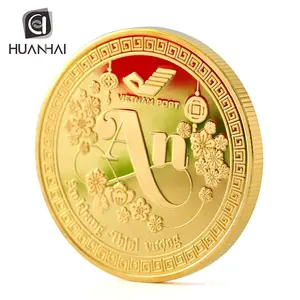 Base personalizzata di fabbrica brillante convessa ottone opaco metallo 3D logo placcato in vero oro moneta con stampa Uv - Product Image 2