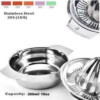 Presse-agrumes manuel en acier inoxydable 304 avec bol de 10 oz, presse-citron et presse-orange, presse à main avec passoire intégrée et 2 becs verseurs