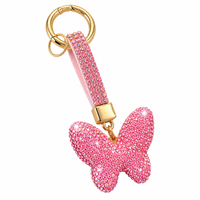 Porte-clés papillon en strass scintillant, breloque de sac pour clés de voiture, cadeau personnalisé pour femmes et filles, 9 couleurs