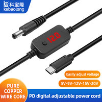 Cable de Carga PD Ajustable de 60W, Tipo-C a DC, con Voltaje Conmutable de 5V 20V 3A, Cable de Alimentación con Activación