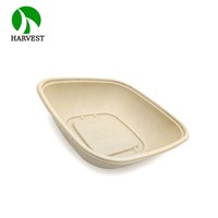Assiettes jetables en bagasse 48 oz, 100 % compostables, biodégradables naturelles, certifiées UE, rectangulaires, pour boîte à lunch