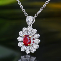 Pendentif ovale en rubis naturel du Mozambique, chaînes plaquées or 18 carats, bijoux fins en pierres précieuses pour femmes, pour mariage, fête ou usage quotidien