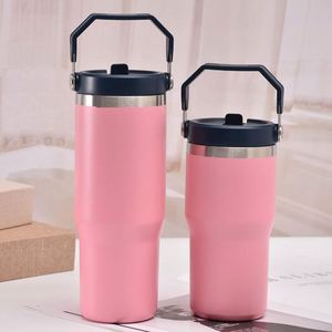 Double Wall Travel Drink Tumbler with Carry Handle, 30oz Stainless Steel <b>Insulated</b> <b>Cup</b> for Car Coffee and Water - Product Image 4