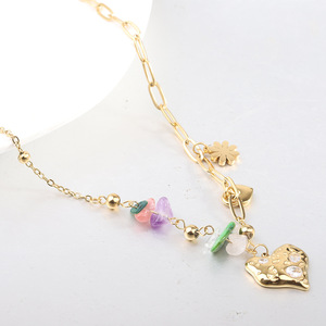 Collar con colgante en forma de corazón con cuentas de piedras preciosas y colgante para mujer, joyería de regalo - Product Image 1
