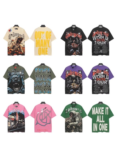 2026 Summer Trendy American Hip Hop Printed Short Sleeved Men's and Women's T-shirts Retro Loose Breathable Top