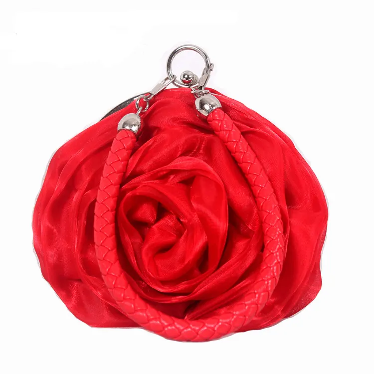 Three-dimensional satin flowers dinner bag evening dress bag bridal wedding lipstick change portable small girl bag