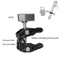 Pince Super Clamp en alliage d'aluminium avec filetages 1/4 " et 3/8 ", support de fixation pour appareil photo, parapluie et bras magique