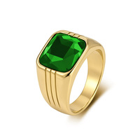 Bague en Acier Inoxydable Plaqué Or 18 carats PVD, Bijou Fantaisie avec Pierre Brillante, Anti-ternissement, Étanche, Luxe
