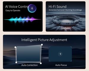 Mini projecteur Muzee Pro avec support, vidéo 4K, écran LCD, sans fil, Wifi, LED portable, vidéo Full HD, écran intelligent miroir, mise au point électrique - Product Image 4