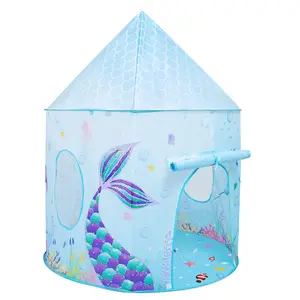 Princess Castle Play Tent Kid Play Tent Large Kids Play House for Indoor and Outdoor with Cotton Ball Lights Princess Crown Magi