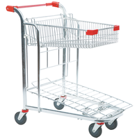 KAIJIA – chariot de supermarché pliable en métal à 2 niveaux, chariot de transport de fret en acier, chariot logistique, chariot plat