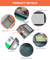 Mesin POS Android Superwin CY-25 11,6 inci Sistem POS Mini Layar Sentuh Dengan Pembaca Kartu Printer NFC