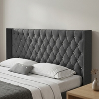 Anker — meuble de lit moderne, lit en tissu velours, avec bouton, aile latérale, rangement, grande taille, 1152G