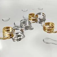 Bagues Ouvertes Classiques EMANCO pour Femmes, Double Couche, Ajustables, en Acier Inoxydable, Bijoux Géométriques de Mariage