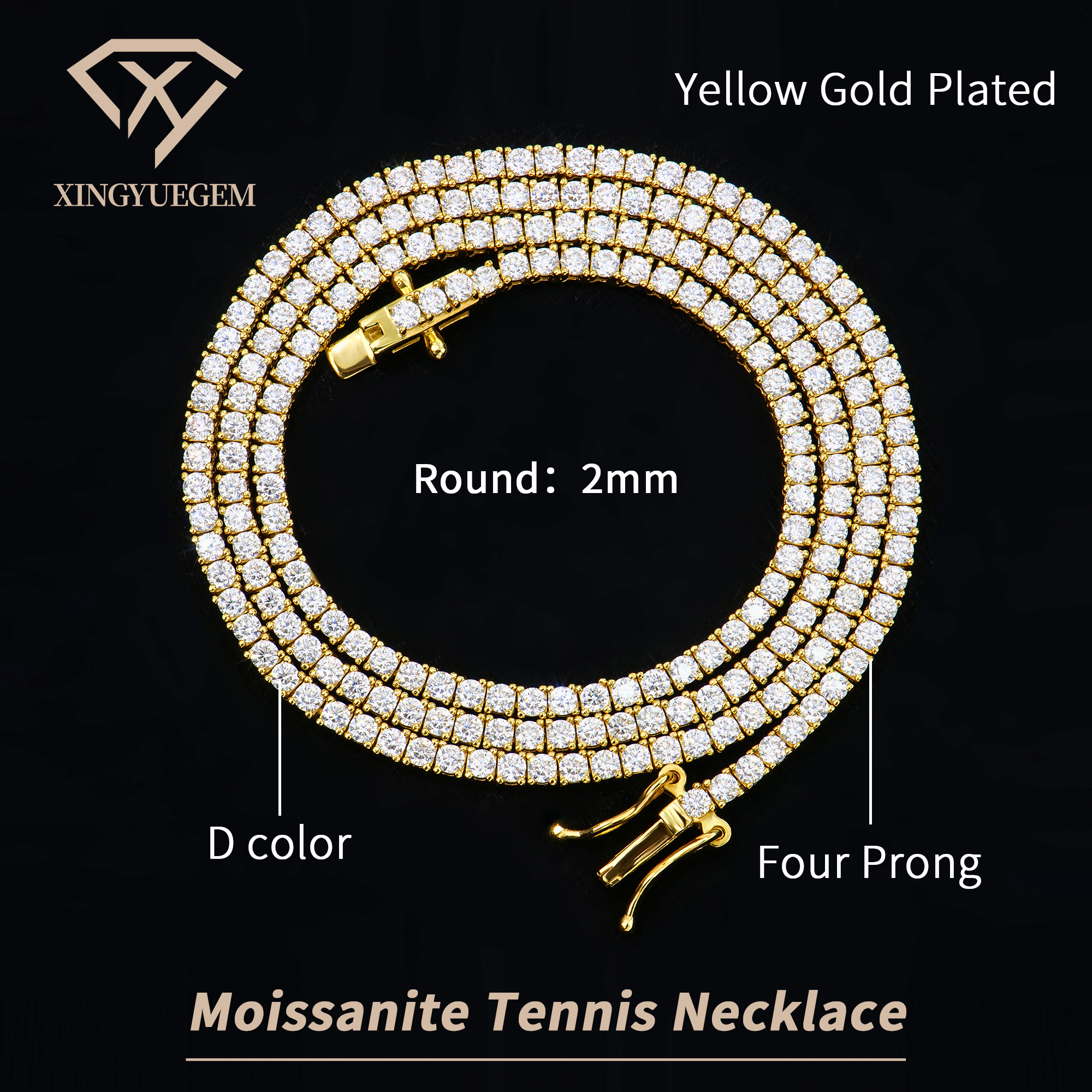 Chapado en oro amarillo de 2 mm