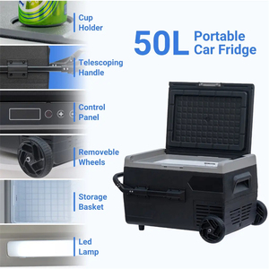 High Quality 50L Small Portable 12v 24v 220v Fridges <b>Mini</b> Camping Cooling In-car Boats Refrigerator Wth <b>Compressor</b> for Car Car C - Product Image 3