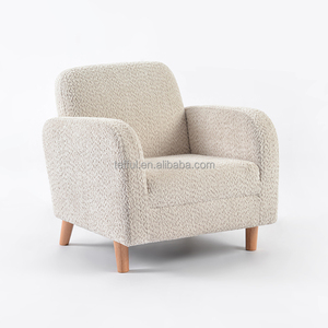Minimalist Style White <strong>Fabric</strong> Backrest Relax Design Living Room Armchair Single Sofa Chair With Wood Legs
