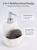 Distributeur de savon finition pierre naturelle, bouteille rechargeable, aspect pierre naturelle, pour évier de cuisine et comptoir de salle de bain