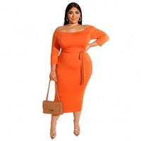 Robe grande taille pour femme, couleur unie, tendance nouvelle, Arrive Women Clothing 4XL 5XL