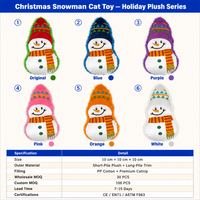 Jouet pour chat en peluche Bonhomme de neige à la catnip avec garniture à poils longs pour chats d'intérieur, idéal pour Noël