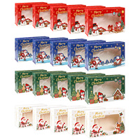Boîte à biscuits transparente à thème de Noël coloré, réutilisable, pour cadeaux de fête, emballage de bonbons, boîte en papier blanc vide, vente en gros
