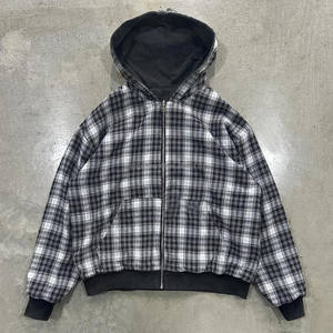 เสื้อฮู้ดดี้ผ้าฝ้ายลายสก็อตแบบซิปคู่ ดีไซน์ทำสีซีดแบบวินเทจ สไตล์สตรีทแวร์สำหรับผู้ชาย คุณภาพสูง ขายส่ง - Product Image 2