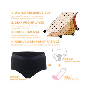 Bragas menstruales suaves a prueba de fugas Bragas menstruales extraabsorbentes lavables de tiro medio de mujer - Product Image 4