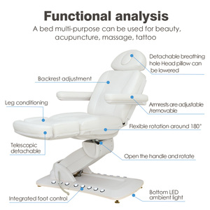 HICOMED Table de beauté haut de gamme Nouveau design Lit à cils en bois Salon de beauté Thérapie médicale Clinique cosmétique 4 moteurs CE Atelier de chambre à coucher - Product Image 2